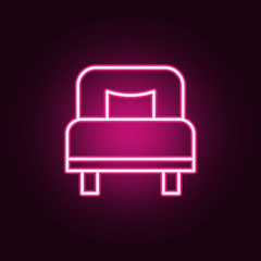 single bed icon. Elements of hotel in neon style icons. Simple icon for websites, web design, mobile app, info graphics