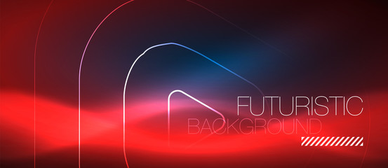 Neon glowing techno lines, hi-tech futuristic abstract background template with geometric shapes