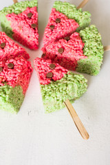 watermelon shaped rice krispie treats