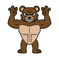 Cartoon Scary Muscular Bear