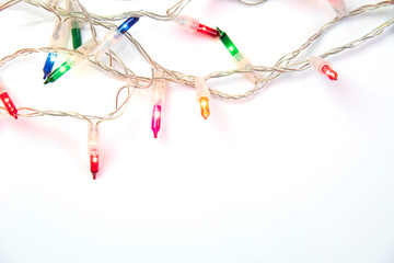 Christmas lights ornaments isolated on white background