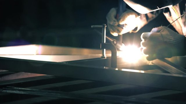 View of argon welding process