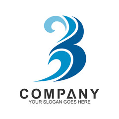 wave letter B logo design
