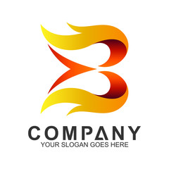 fast fire letter B logo design template