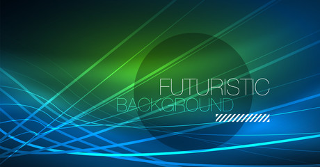 Neon glowing magic background, neon banner, night sky wallpaper. Magic light effect. Christmas abstract pattern.
