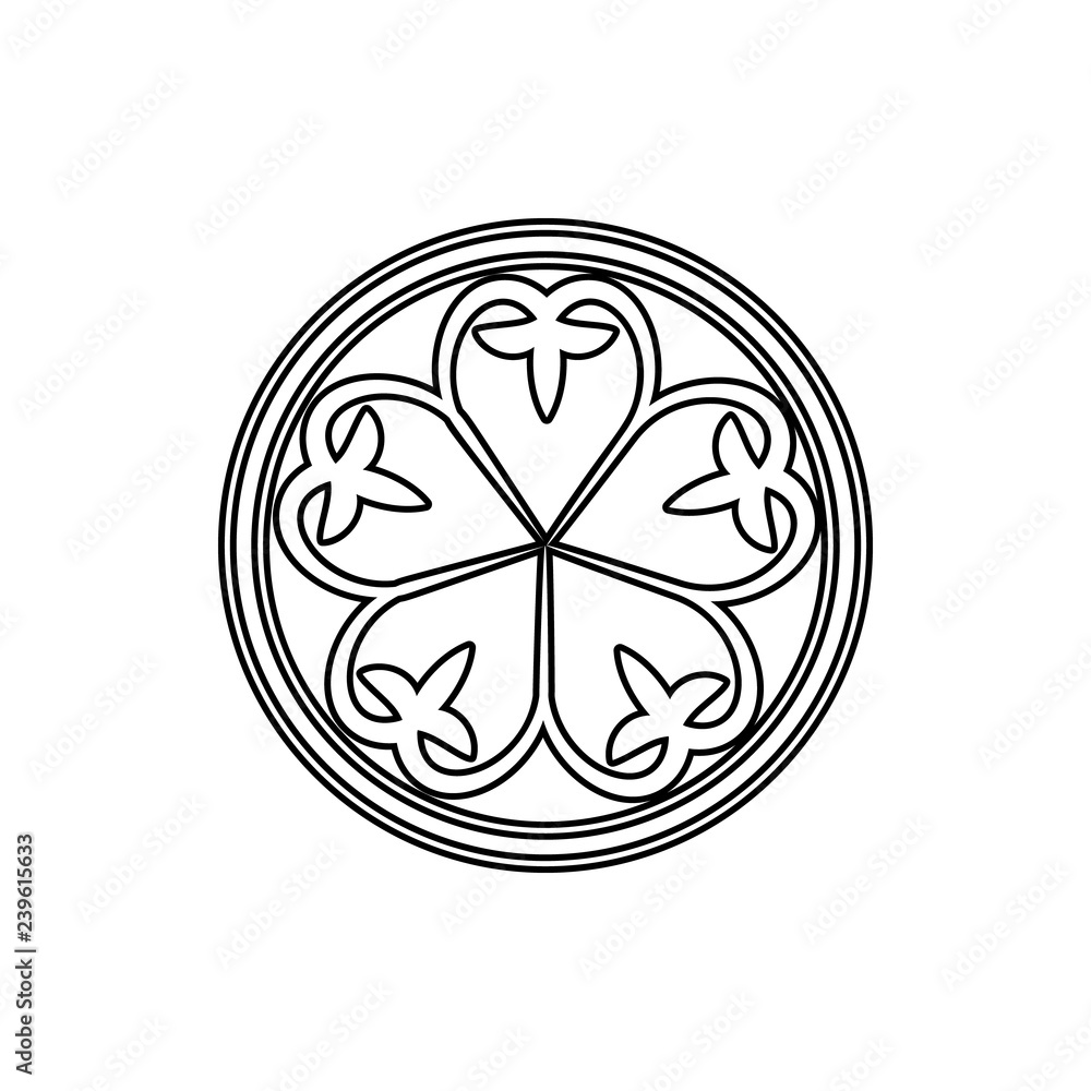 Poster ornament in a circle icon. element of ornaments for mobile concept and web apps icon. thin line icon