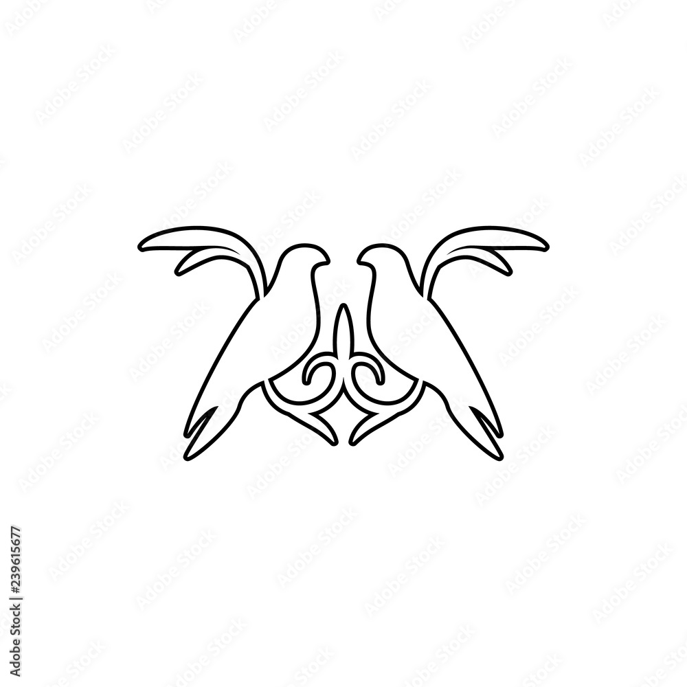 Poster doves ornament icon. element of ornaments for mobile concept and web apps icon. thin line icon for w