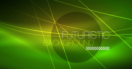 Neon glowing magic background, neon banner, night sky wallpaper. Magic light effect. Christmas abstract pattern.