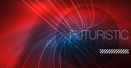 Neon glowing magic background, neon banner, night sky wallpaper. Magic light effect. Christmas abstract pattern.