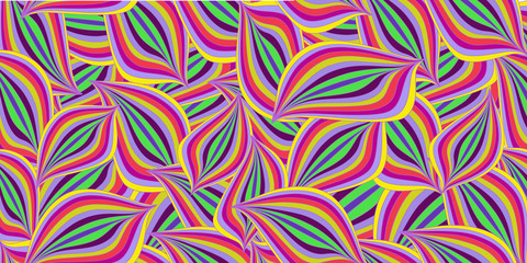 Seamless summer pattern with colorful abstract waves or leaves