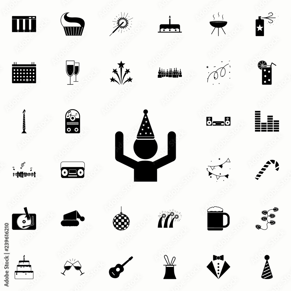 Poster man with a party hat icon. party icons universal set for web and mobile
