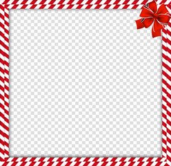 Christmas, new year double candy cane border with striped pattern and bow