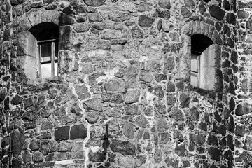 Monochrome old tower with windows
