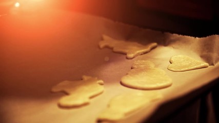 Preparing a pan to bake fresh baked christmas cookie