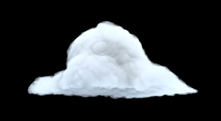 3d rendering of a white bulky cumulus cloud on a black background.