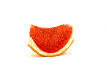 Fresh whole and sliced grapefruit on white background.