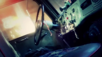 Old broken rusty car on wrecking yard