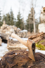 close up of an axe
