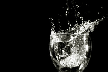 Water splash from the transparent glass