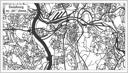 Duisburg Germany City Map in Retro Style. Outline Map.