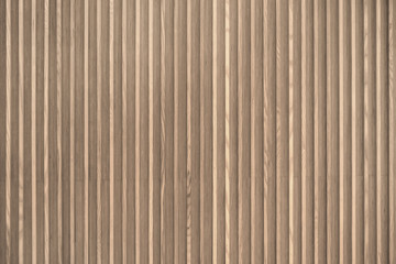 Wood slats, timber battens wall pattern surface texture. Close-up of interior material for design decoration background - obrazy, fototapety, plakaty