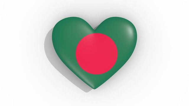 Heart in colors of flag of Bangladesh pulses, loop