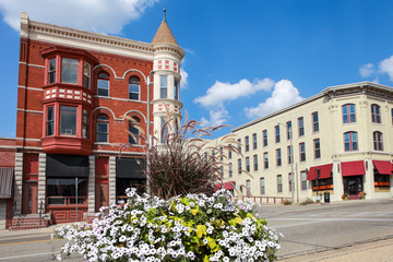 Turn of the century buildings in downtown Janesville, Wisconsin