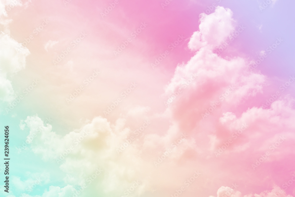 Wall mural cloud and sky with a pastel colored. nature abstract background