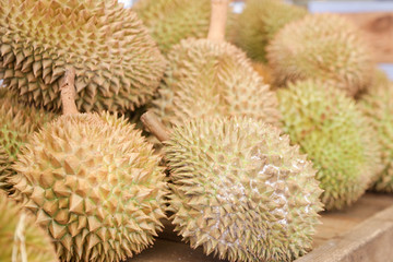 A heap of durian fruit at the farmers market