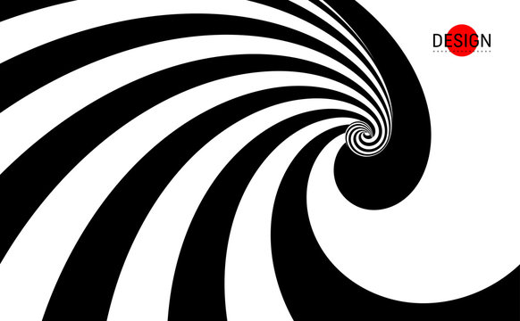 Pattern with optical illusion. Black and white design. Abstract striped background. Vector illustration. © Login