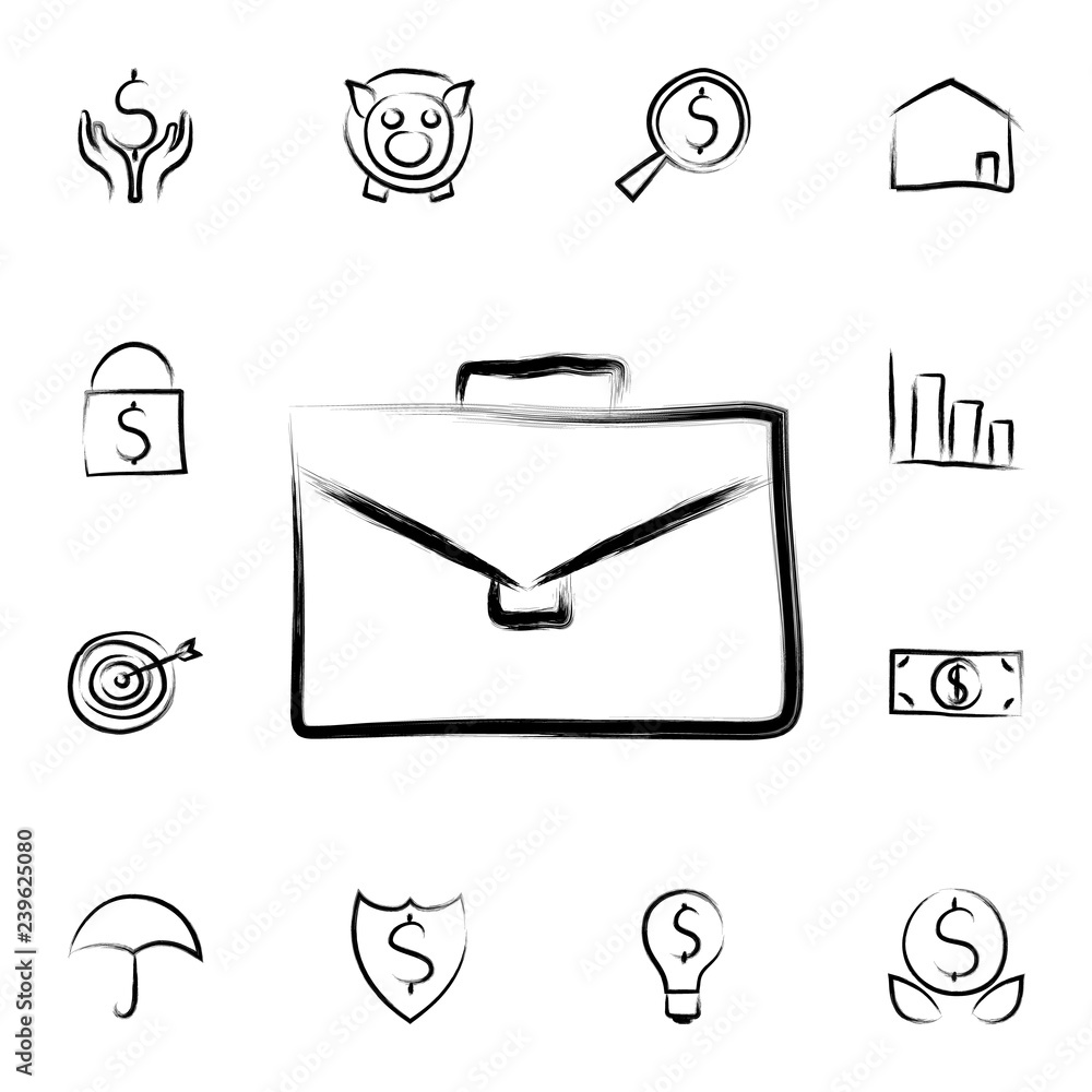 Poster briefcase sketch style icon. detailed set of banking in sketch style icons. premium graphic design. 