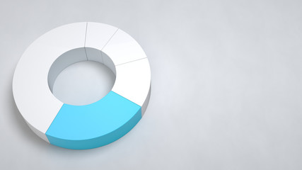White ring pie chart with one blue sector