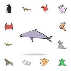 dolphin colored origami icon. Detailed set of origami animal in hand drawn style icons. Premium graphic design. One of the collection icons for websites, web design, mobile app