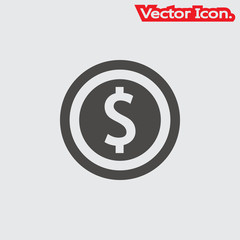 Money Coin icon isolated sign symbol and flat style for app, web and digital design. Vector illustration.