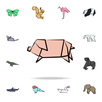 pig colored origami icon. Detailed set of origami animal in hand drawn style icons. Premium graphic design. One of the collection icons for websites, web design, mobile app