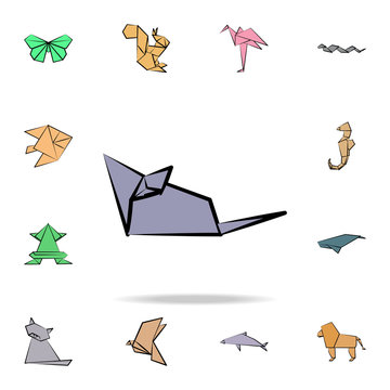 mouse colored origami icon. Detailed set of origami animal in hand drawn style icons. Premium graphic design. One of the collection icons for websites, web design, mobile app