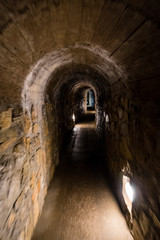 Carved underground corridor.