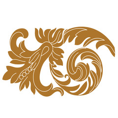 Golden vintage baroque ornament, corner. Retro pattern antique style acanthus.