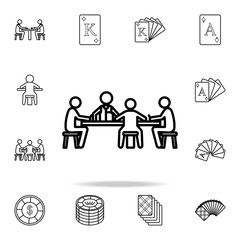 players at the table in the casino icon. Detailed outline set of casino element icons. Premium graphic design. One of the collection icons for websites, web design