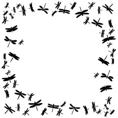 vector isolated, set of dragonfly silhouettes, insects, background