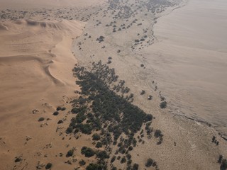 Aerial views over Namib Desert and Swakopmund, Namibia