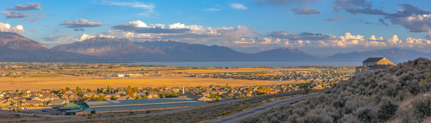 Panoramic view of residential homes in Utah Valley