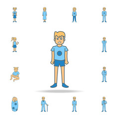 the boy's first childhood period color outline icon. One of the collection icons for websites, web design