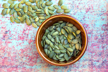 pumpkin seeds in bowl