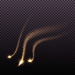 Glittering stardust lights. Illustration isolated on transparent background. Graphic concept for your design