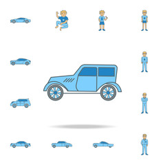 cars of the forties color outline icon. One of the collection icons for websites, web design