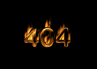3D number 404 with flames black background