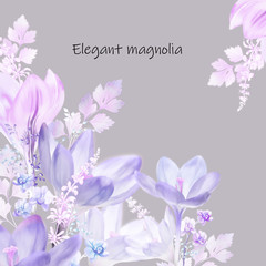 Elegant watercolor magnolia flower