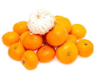 fresh tangerines on a white background