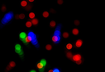 Christmas lights on a black background
